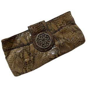 Solina Genuine Leather Snake Print Clutch Purse Bag Retro Vintage S5